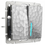 Werkel W1220106 Выключатель двухклавишный с подсветкой Hammer (серебряный)