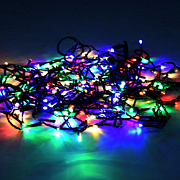 Ecola LED гирлянда 220V IP20 Нить  6м 100Led  RGBW, 8 режимов, зеленый провод с вилкой