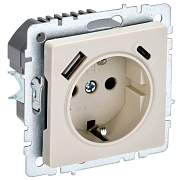 Розетка с USB A+C (Бежевый) 16А РЮш11-1-БрКр