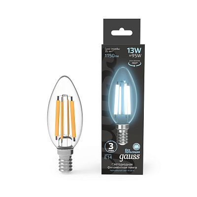 Gauss LED Filament свеча 13W E14 4100K 1150lm Лампа