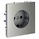 VOLTUM Розетка встраиваемая S70 с заземлением 16А, (сталь)