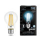 Gauss LED Filament A60 E27 15W 1450lm 4100К Лампа светодиодная
