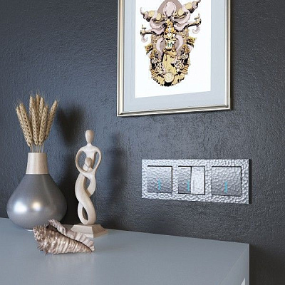 Werkel W1210106 Выключатель одноклавишный с подсветкой Hammer (серебряный)