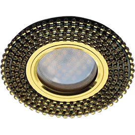 Ecola MR16 DL1662 GU5.3 Glass Стекло круг с прозр.стразами./фон черный./центр.часть золото Светильник круглый